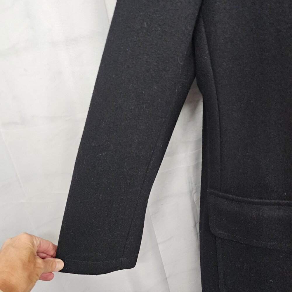 Vintage J. Crew Black Pea Car Coat Wool Blend Preppy Military Winter M - Picture 4 of 15